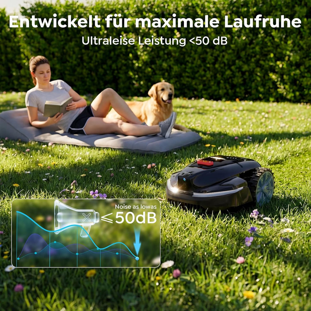 YARDCARE V3 Mähroboter ohne Begrenzungskabel, KI-Visionsnavigation, 150+ Hinderniserkennung, App-Ste