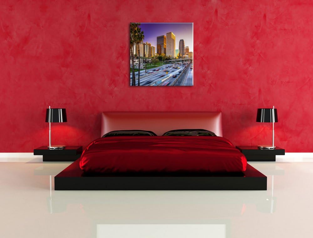 Pixxprint Strassenverkehr in Los Angeles als Leinwandbild/Grösse: 70x70 cm/Wandbild/Kunstdruck/ferti