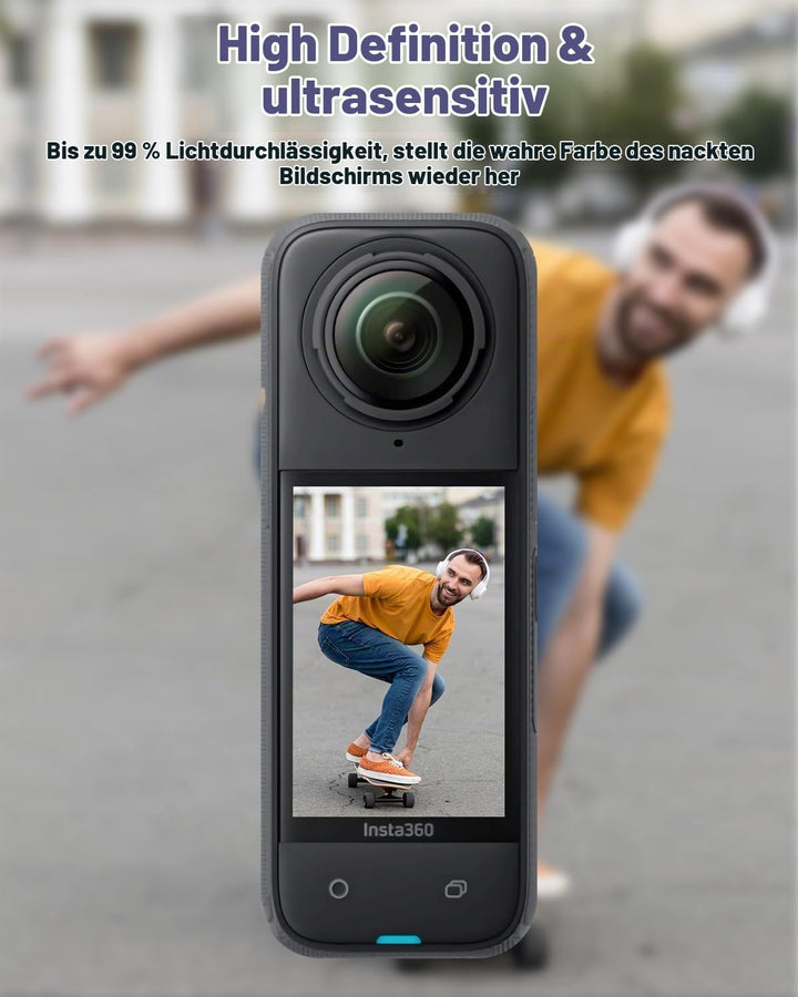 Semaiki Silikonhülle für insta360 X4,Silikonschutz mit Objektivdeckel und 2X Displayschutzfolien kom
