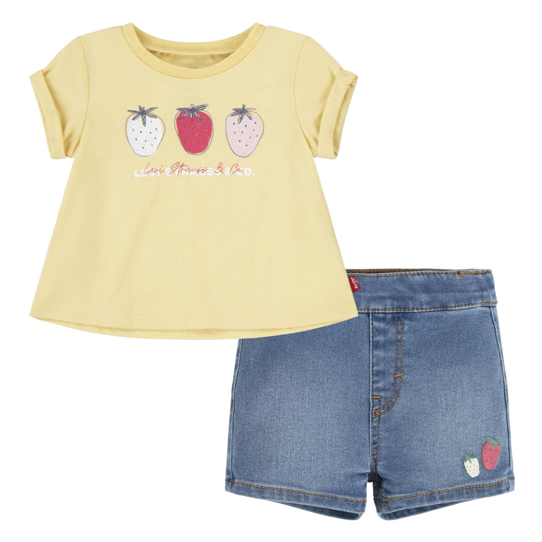 Levi's Baby-Mädchen Tee and Short Set Sgss241 Abgestimmte Outfits, 6 Monate GOLDEN HAZE