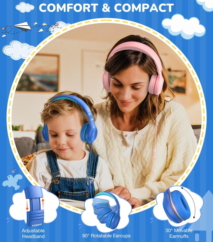 Upgrade USB Typ C Kinder-Kopfhörer, kabelgebundene Kopfhörer für Kinder mit Mikrofon für Jungen und