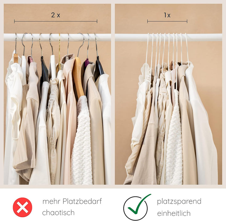 ROW&LINE® – Kleiderbügel Metall (42 cm) – 20 Stück (schwarz matt) – platzsparende Kleiderbügel für E