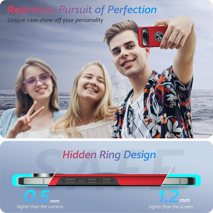 Anqrp Hiddenian Serier Hülle für Google Pixel 9/9 Pro, [Eingebetteter Ständer] [Wärmeableitung] Schw