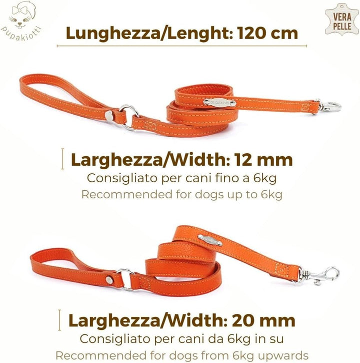 PUPAKIOTTI Basic Hundeleine | Kleine und mittlere Hundeleine | Echtes Leder in Italien | Hundeleine