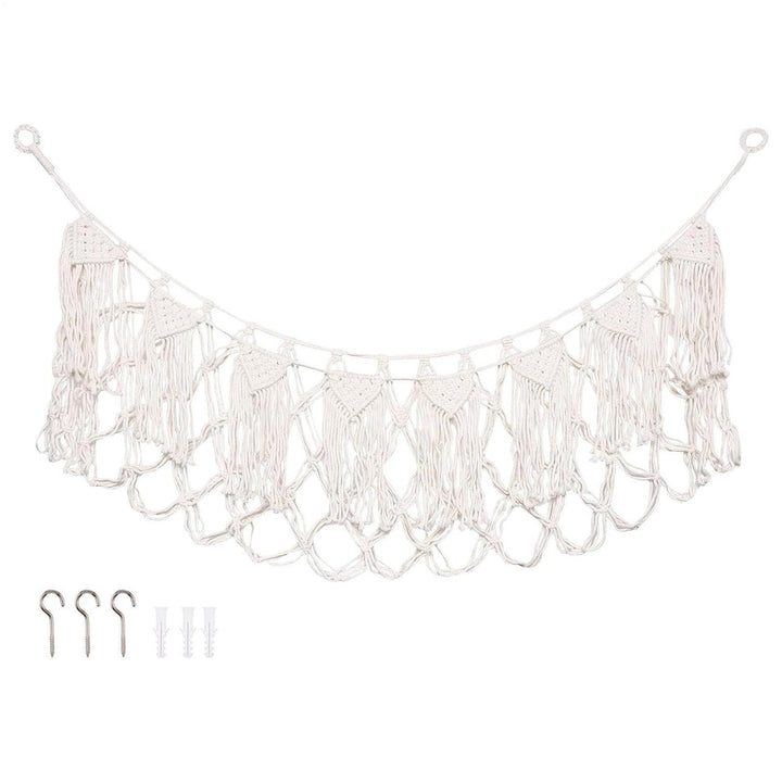 Stuffed Animal Net, Plush Toy Hammock, Boho Wall Storage | Interactive Heavy Duty Mesh Organizer for