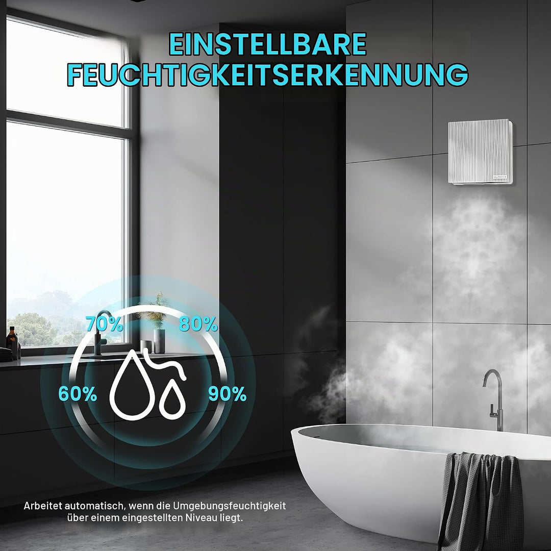HG Power Badlüfter 100mm, Abluftventilator mit Feuchtigkeitssensor Leise mit Timer IP45 Badezimmerlü