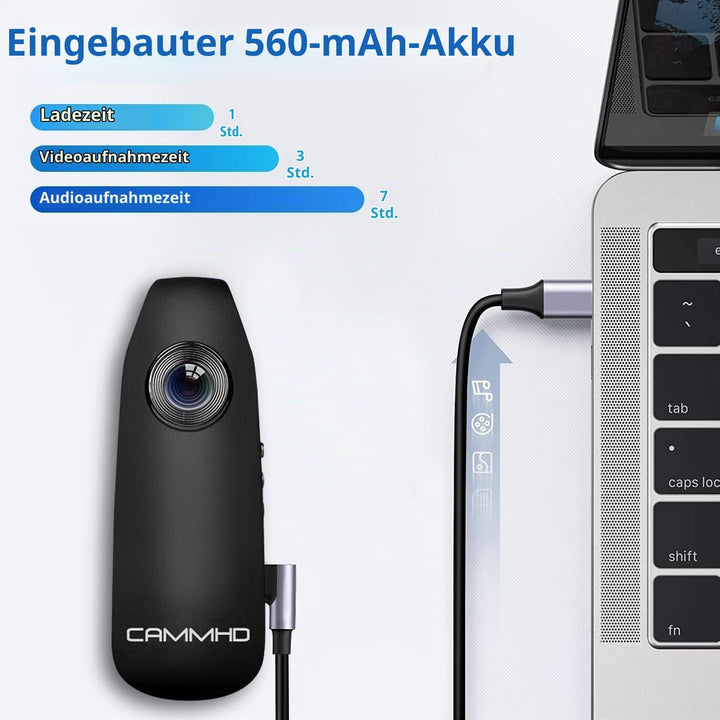 CAMMHD 1080P 32GB Körperkamera Full HD Portable Bodycam One-Key-Aufnahme Bewegungserkennung, 3-7 Stu