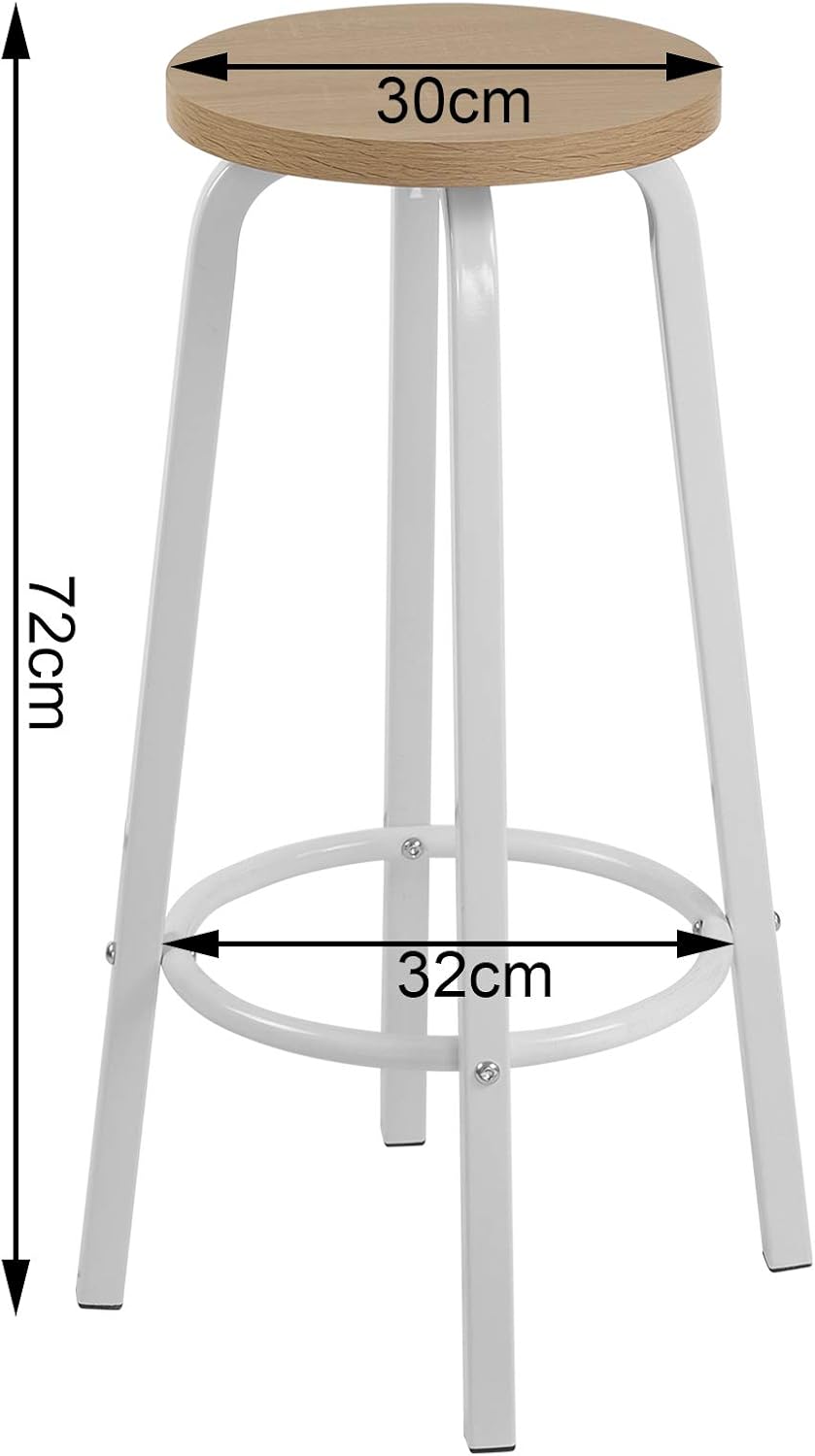 WOLTU 4X Barhocker Barstuhl Bistrohocker Tresenhocker runde Sitzfläche aus MDF Gestell aus Metall Na