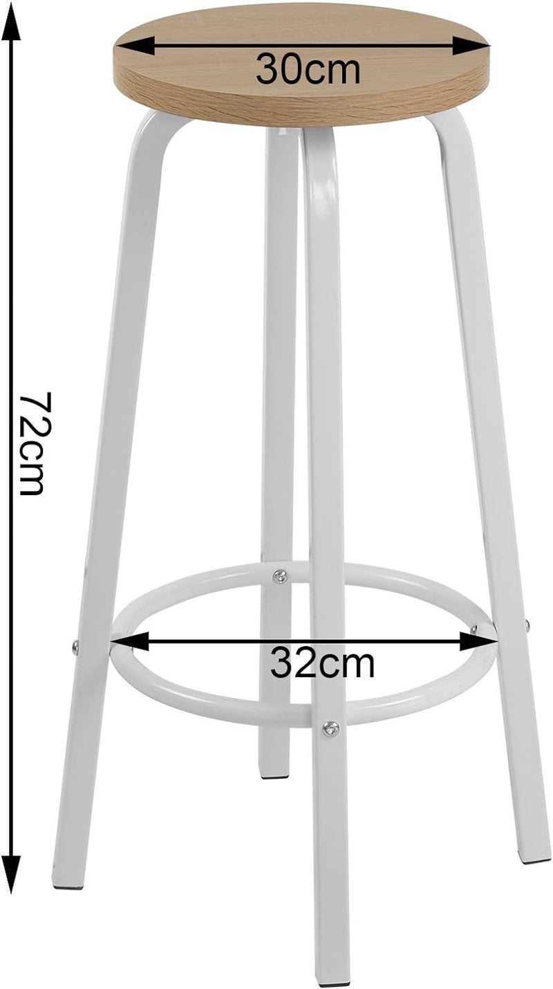 WOLTU BH237hei-2 Barhocker 2X Bistrohocker Tresenhocker Barstuhl aus MDF und Metall runde Sitzfläche