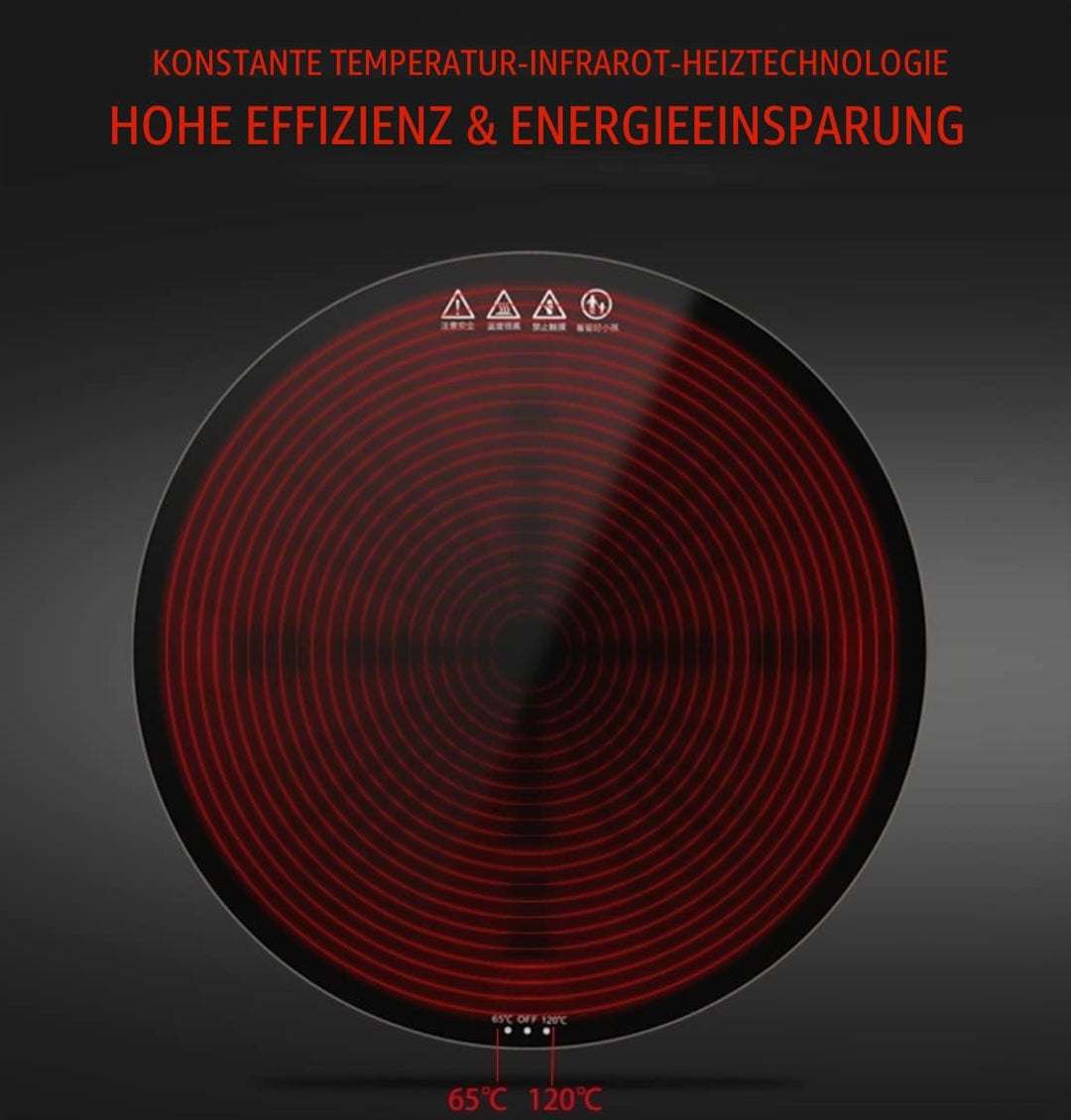 Elektrischer Tellerwärmer, 25 cm, mit 2 Temperaturkontrollen (65 °C/120 °C), rund, für Buffets, Part