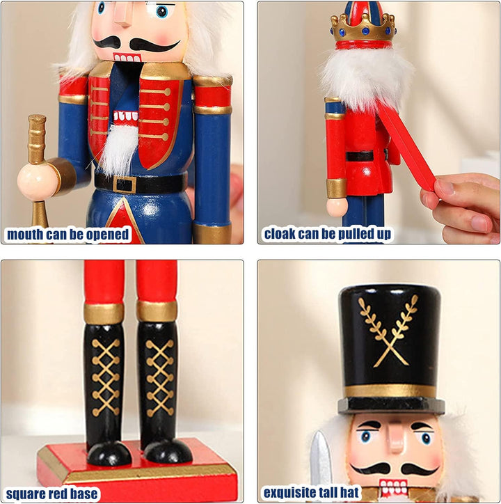 KAHEIGN 2Pcs Nussknacker Figuren Holz Nussknacker Soldaten, 30cm Traditionelle Weihnachten Nussknack