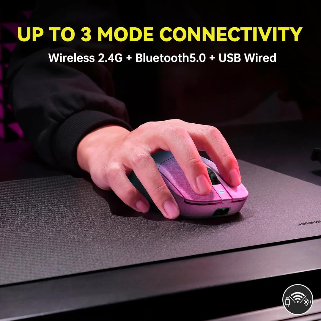 A.JAZZ AJ199 Carbonfaser-Gaming-Maus, Kabellos 2,4G/BT/USB-C Tri-Mode, Ultraleicht 55g, Optischer Pi