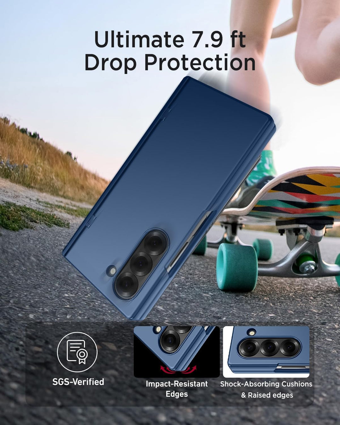 Miimall Magnet Handyhülle für Samsung Galaxy Z Fold 6 Hülle Dünn mit S Pen Halter+SPen, [Scharnier S