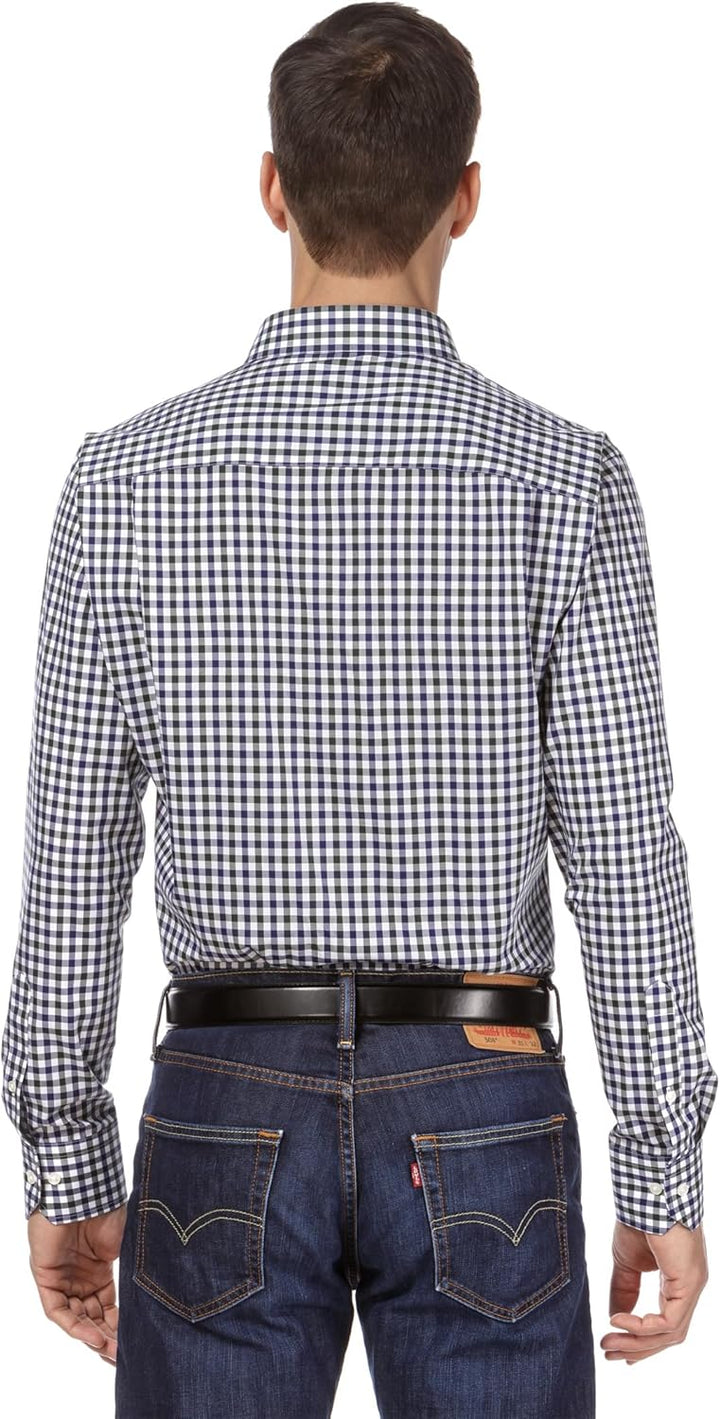 Vincenzo Boretti Herren Hemd bügelfrei 100% Baumwolle Slim-fit Uni-Farben 39-40 5-grün, 39-40 5-grün
