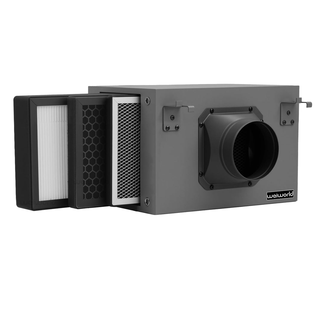 3-lagige Filter Box 100 mm, mit HEPA- und Aktivkohlefilter, passend für 100 mm Inline-Kanalventilato