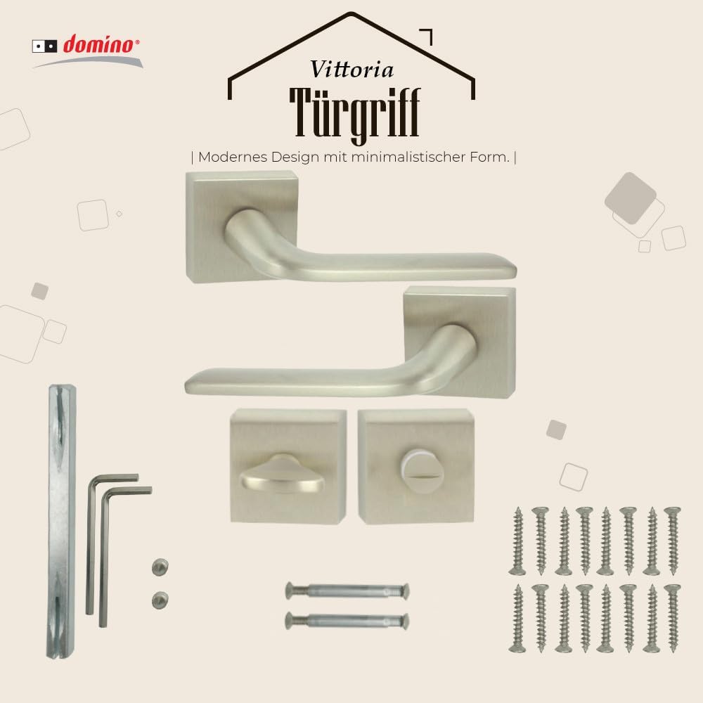domino Türgriff VITTORIA-QR M9 WC-Bad Drückergarnitur für Zimmertüren Türdrücker-Set Rosetten-Garnit