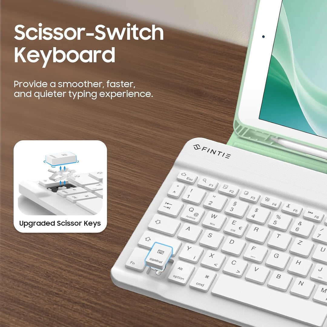 FINTIE Tastatur Hülle für iPad 9 8 7 Generation (2021/2020/2019) 10.2 Zoll, 7-farbig beleuchtete abn
