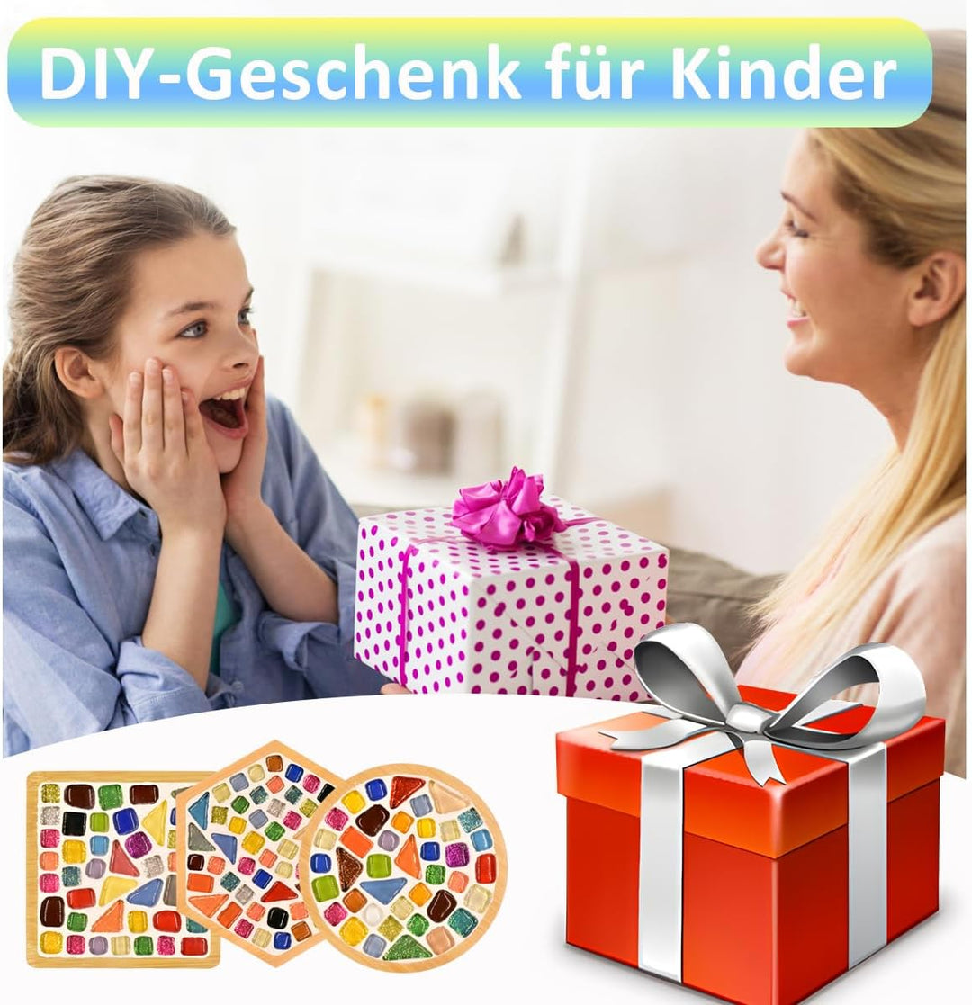 AiYoYo 3 Stück Mosaik Untersetzer DIY Bastelset Geschenke für Erwachsene Kreatives Basteln Geburtsta