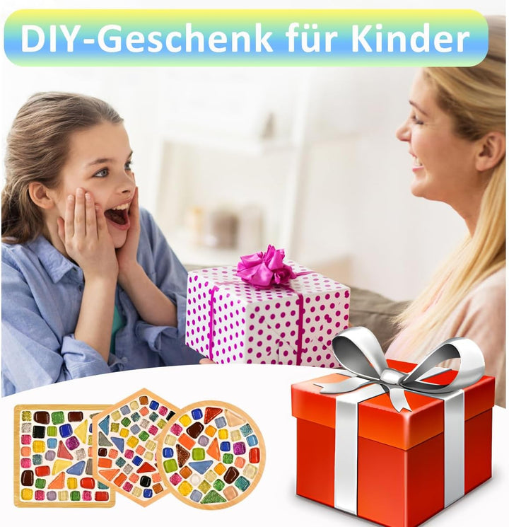 AiYoYo 3 Stück Mosaik Untersetzer DIY Bastelset Geschenke für Erwachsene Kreatives Basteln Geburtsta