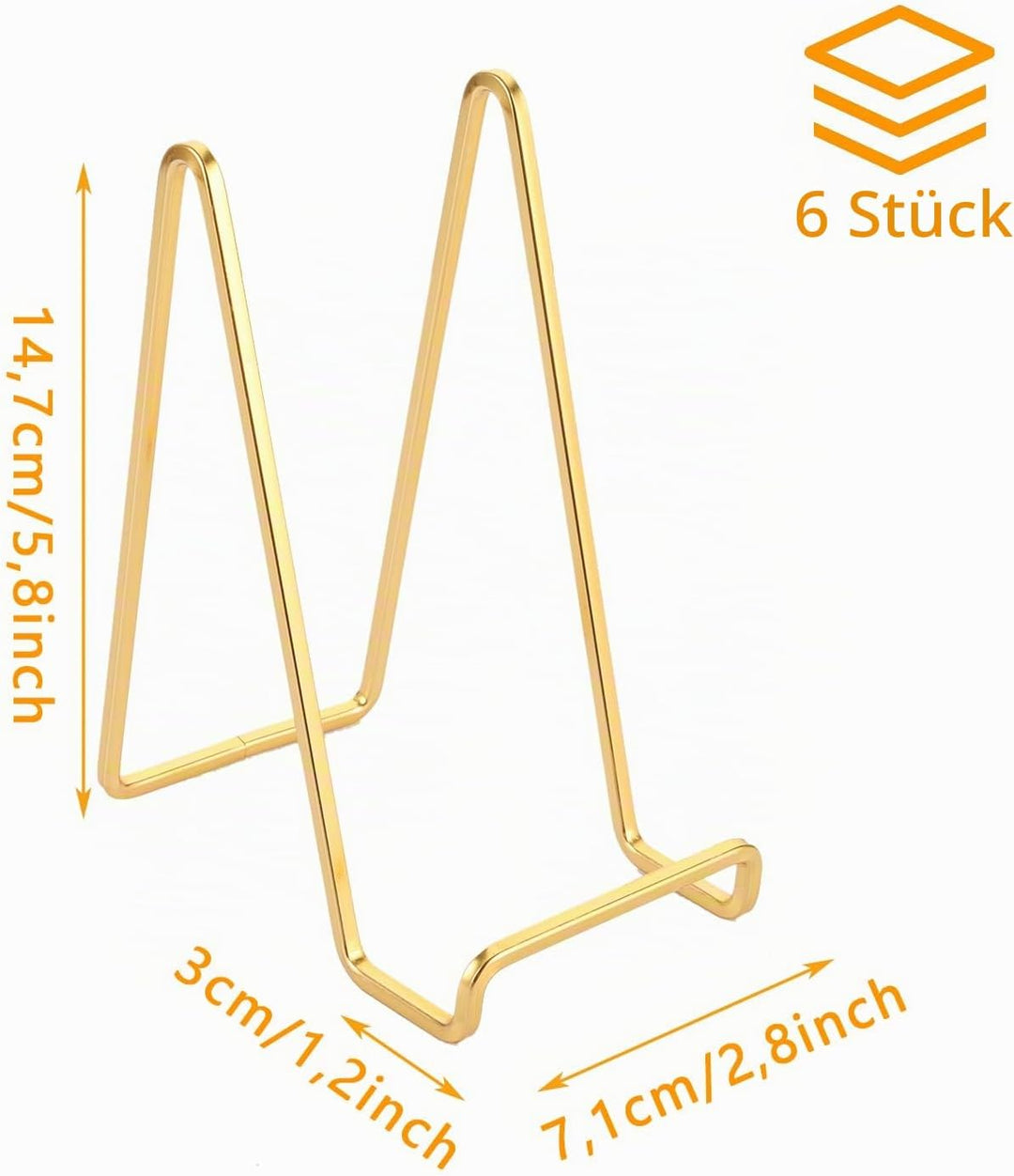 6 Stück 14cm Metall Tellerhalter Gold Tellerhalter Dekorative Tellerständer für Fotos Bücher Bilder
