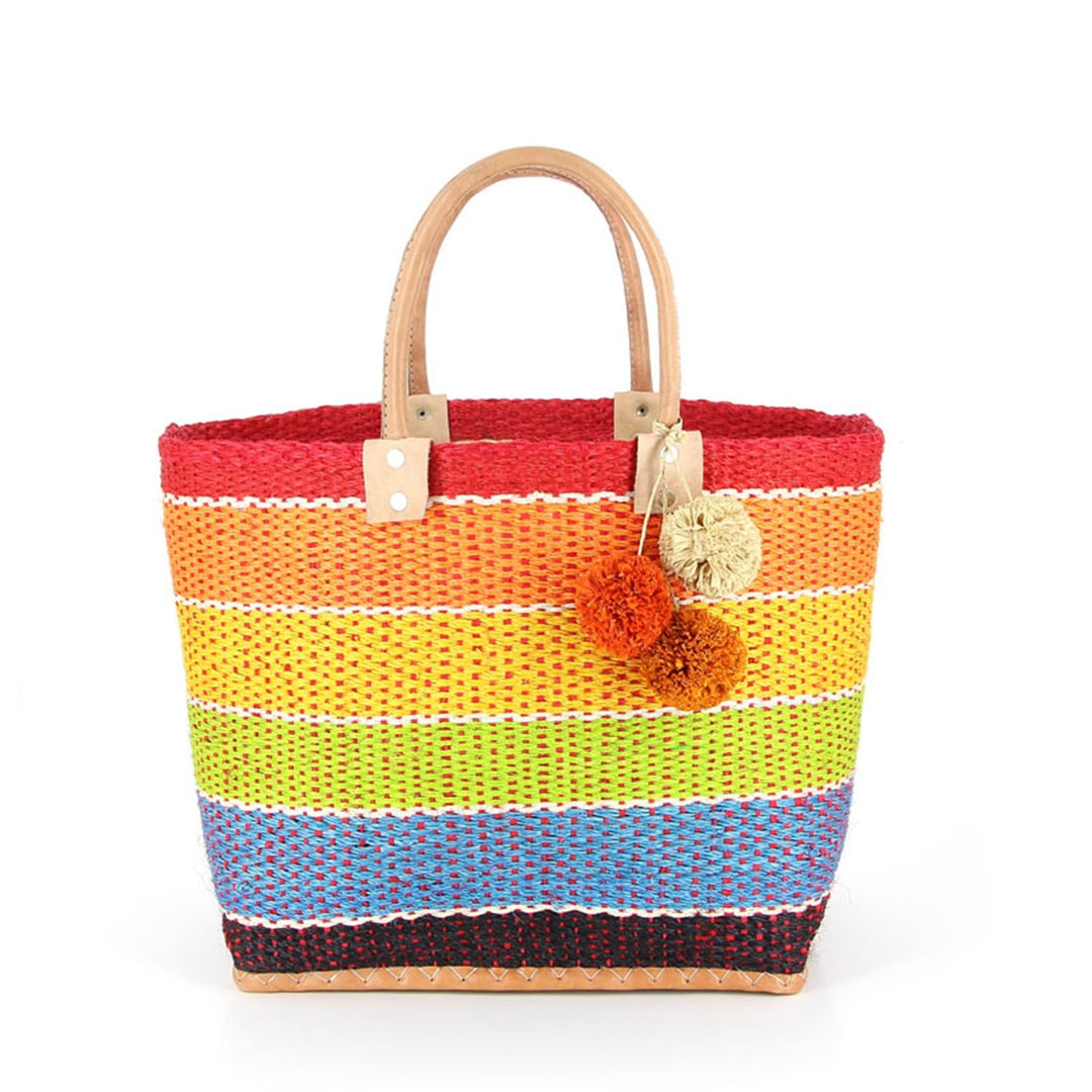 bunte Korbtasche aus Sisal Strandtasche Shopper Korb Einkaufskorb (SAINT TROPEZ), Saint Tropez