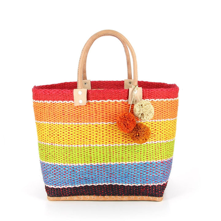 bunte Korbtasche aus Sisal Strandtasche Shopper Korb Einkaufskorb (SAINT TROPEZ), Saint Tropez
