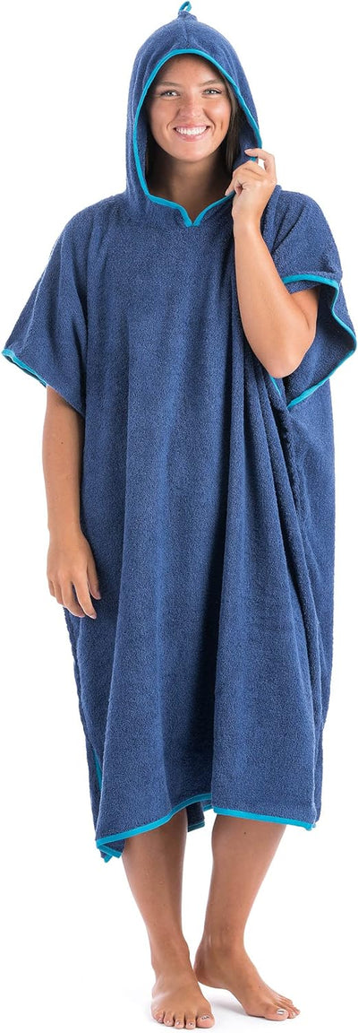 Erwachsene Frottee Poncho BGG1701, Blau, Einheitsgrösse Erwachsene (Einheitsgrösse), Erwachsene (Ein