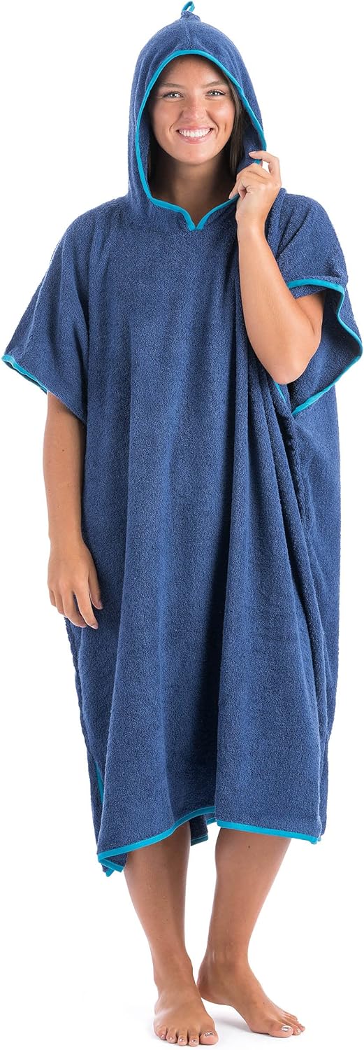 Erwachsene Frottee Poncho BGG1701, Blau, Einheitsgrösse Erwachsene (Einheitsgrösse), Erwachsene (Ein