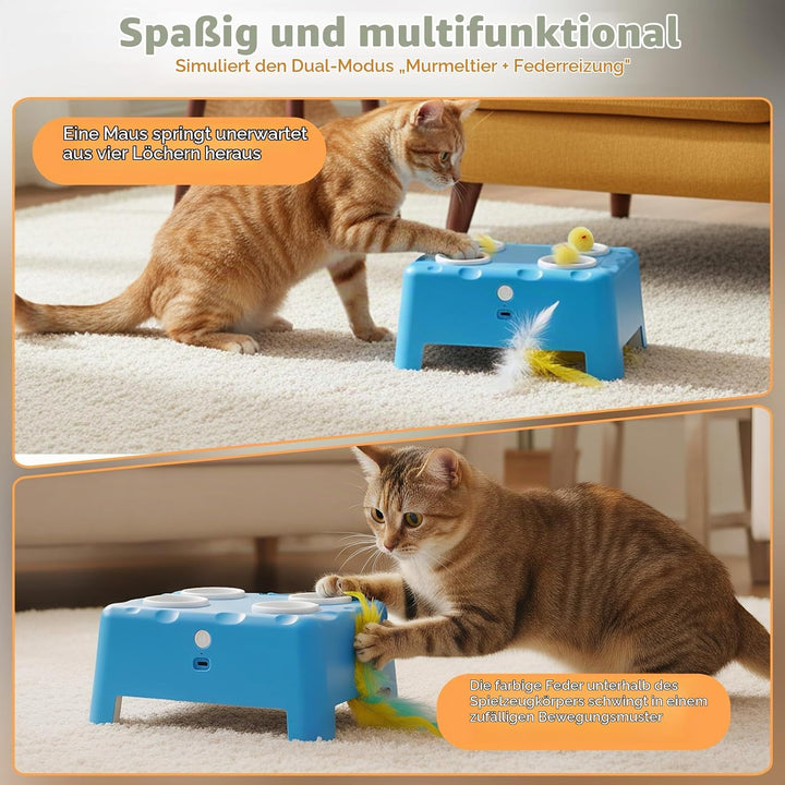 Focenat 2-in-1 Automatisches Katzenspielzeug, Interaktives Katzenspielzeug, Wiederaufladbares Katzen