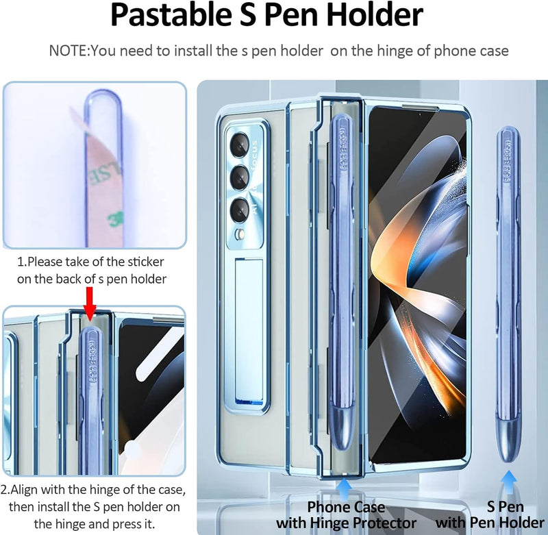 Miimall Handyhülle Kompatibel mit Samsung Galaxy Z Fold 4 Hülle mit S Pen, Transparent PC Schutzhüll