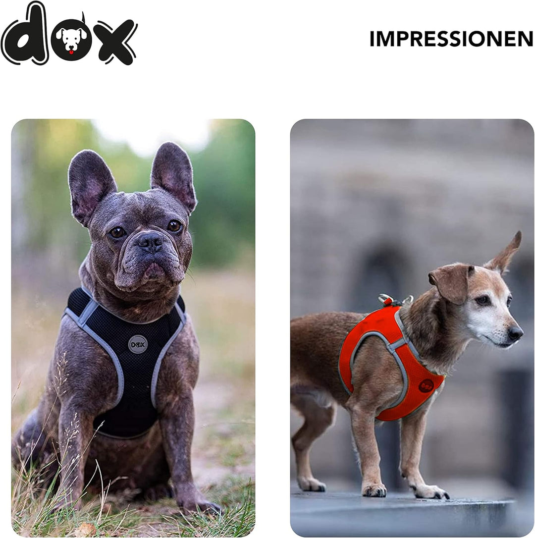 DDOXX Reflektierendes Airmesh Step-In Hundegeschirr - Verstellbare Brust Welpengeschirr für alle Grö
