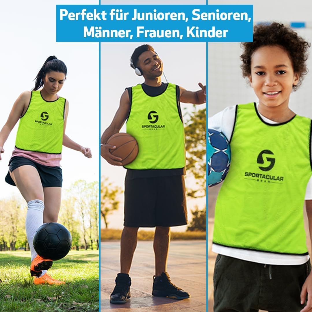 Sportacular Gear 10er Set Trainingsleibchen in versch. Farben und Grössen I Markierungshemden, Hemdc