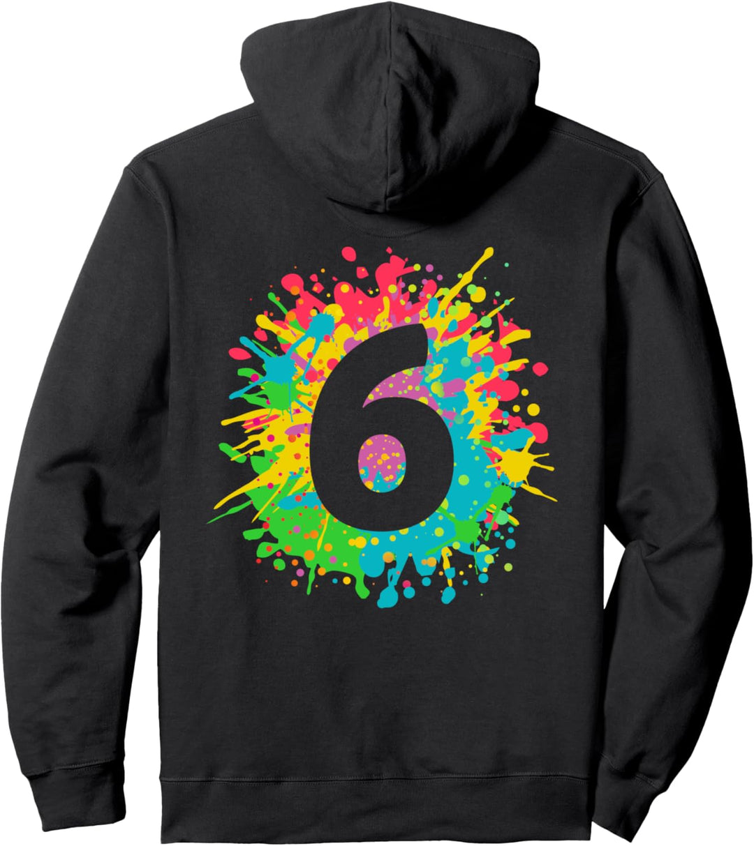 6 Geburtstag für Kinder, Nummer 6 in Farbspritzern Pullover Hoodie