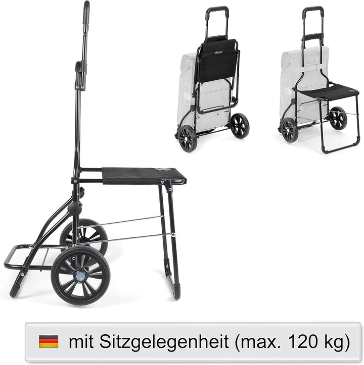 Andersen Shopper Komfort Stahl klappbar mit Rad Ø 20 cm und 46 Liter Tasche Imea blau, Imea Blau