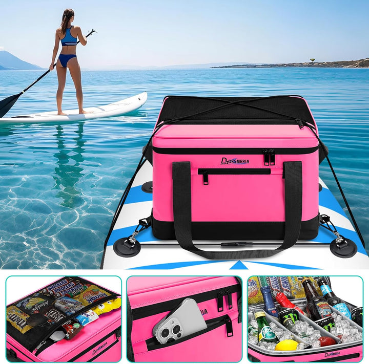 Paddle Board Cooler Wasserdicht, Super Capacity SUP Paddleboard Deck Cooler mit Schultergurt & 6 ela