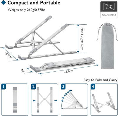 BONTEC Laptop Ständer, Aluminium Multi-Winkel Einstellbar Laptop Stand, 7-Stufe Laptopständer Kompat