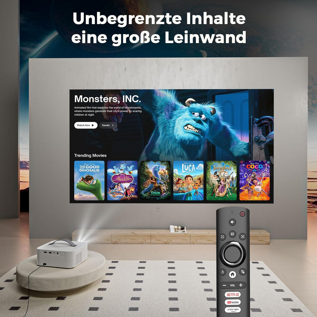 Beamer Passend für Netflix Dolby Audio|1600ANSI Lisowod HDR10 Mini Beamer 4K Heimkino mit eARC CEC |