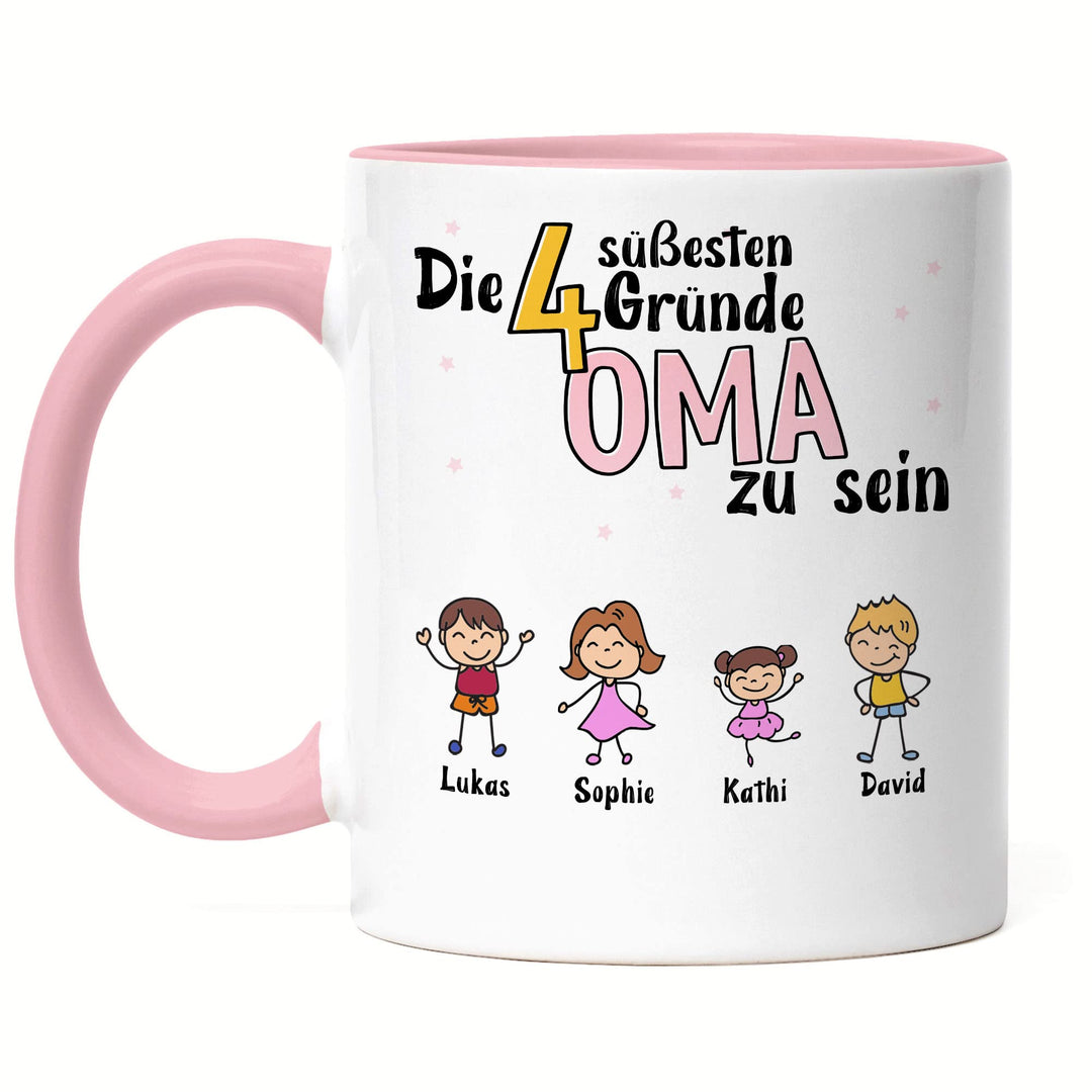 Oma Tasse Rosa Geburtstag Personalisiert für Oma Enkel Enkelin Baby Geschenk Kinder Oma Geschenk Mut