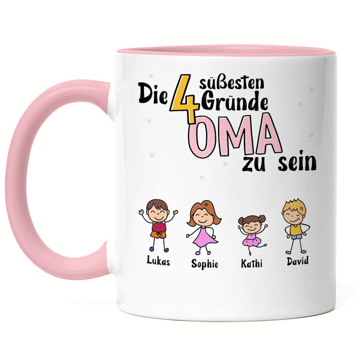 Oma Tasse Rosa Geburtstag Personalisiert für Oma Enkel Enkelin Baby Geschenk Kinder Oma Geschenk Mut