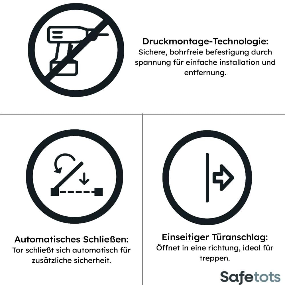 Bettacare Automatisch Schliessendes Treppengitter, 61 cm - 66,5 cm, Mattschwarz, Extra schmal, Schma