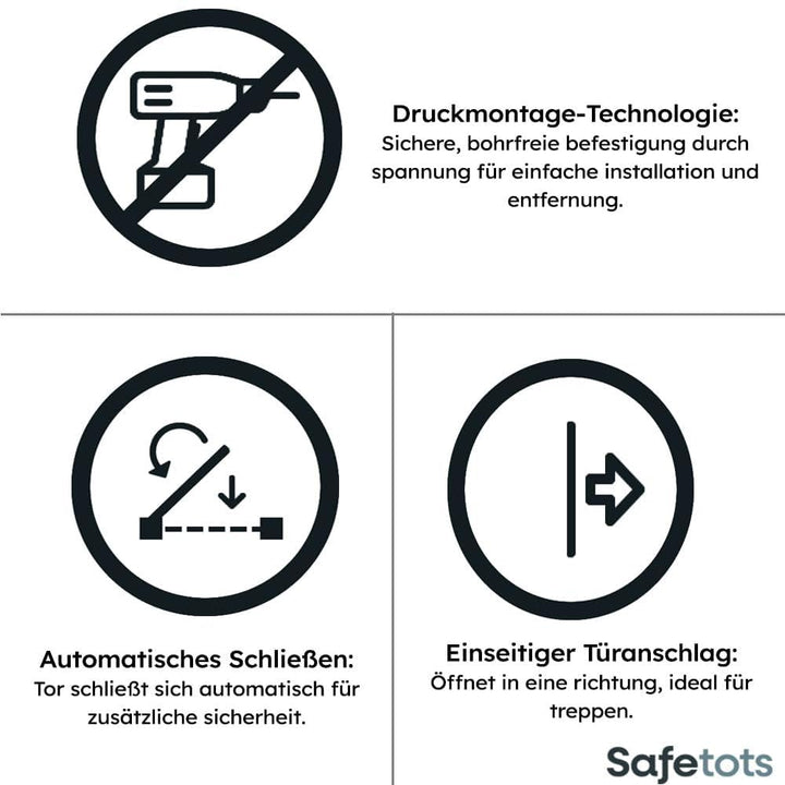 Bettacare Automatisch Schliessendes Treppengitter, 61 cm - 66,5 cm, Mattschwarz, Extra schmal, Schma