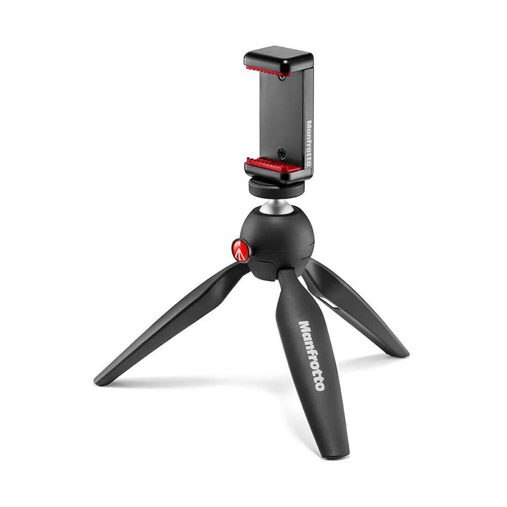 Manfrotto MKPIXICLMII-BK, Mini-Stativ mit universeller Smartphone-Klemme, Made in Italy, für iPhone