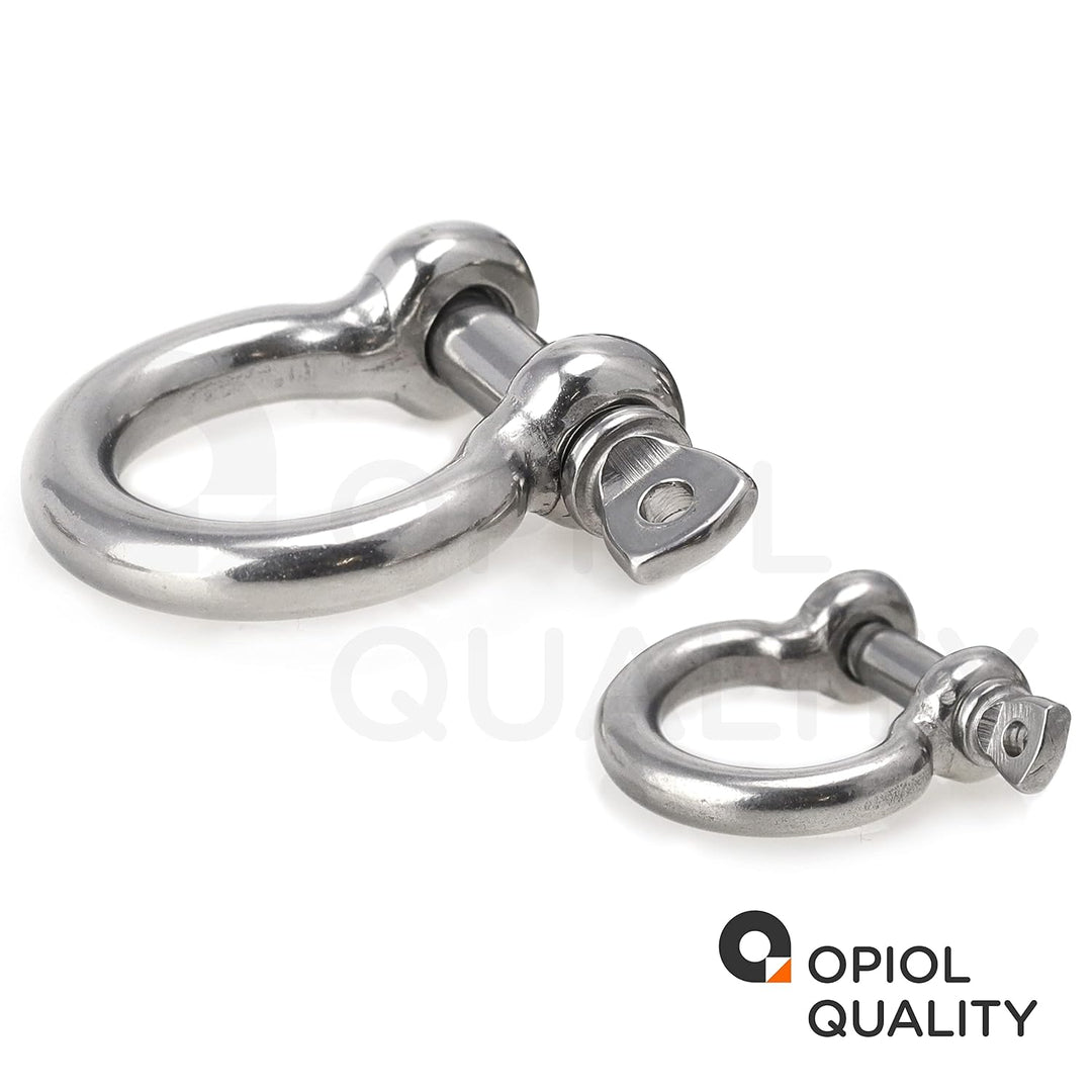 OPIOL QUALITY® Schäkel Geschweift Form Ø 16mm aus Edelstahl A4 V4A (4 Stück) Rundschäkel Verbinder D