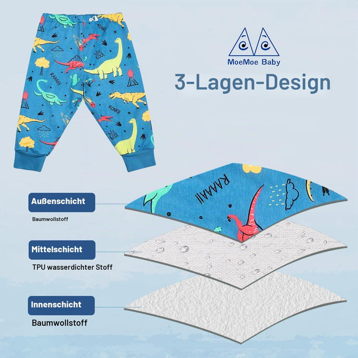 MOEMOE BABY 2 Stück Töpfchentraining Hose für Kinder, waschbare Lernhose mit auslaufsicherem TPU, id
