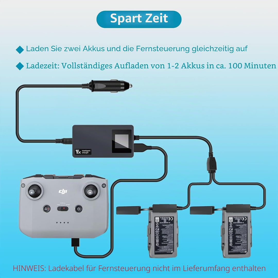 LYONGTECH Akku LCD Kfz Ladegerät für DJI Air 2S, Mavic Air 2 Drohne, 3-in-1 Autoladegerät Batterie 1