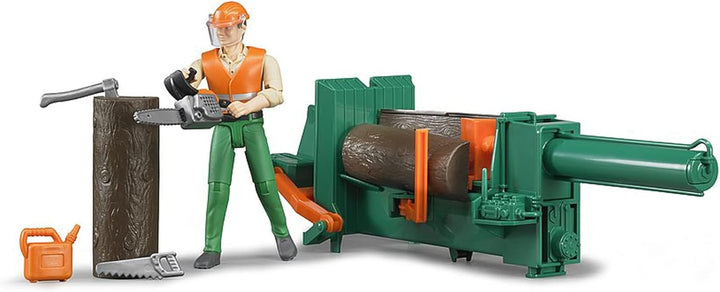 bruder 62650 - Bworld Forstwirtschaftsset - 1:16 Spielzeug-Figur Holz Spaltautomat Holzspalter Walda