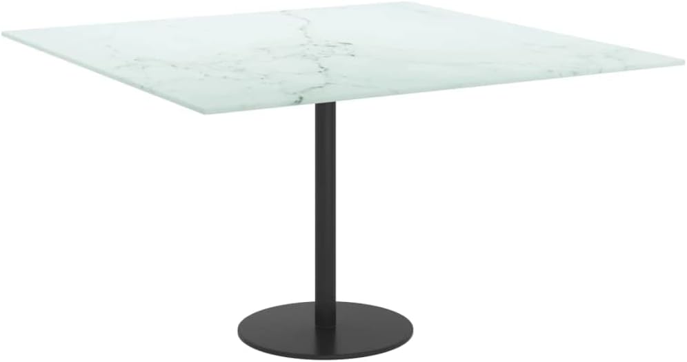 BADJAS Tischplatte Weiss Hartglas in Marmoroptik Schreibtischplatte, DIY Stabile Esstisch, Schreibti