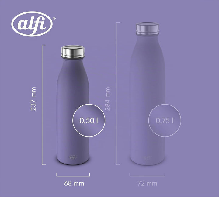 alfi PURE BOTTLE Isolierflasche 0,50 l, 24 h kalt, iris bloom mat | 12 h heiss, Kohlensäurefest, aus