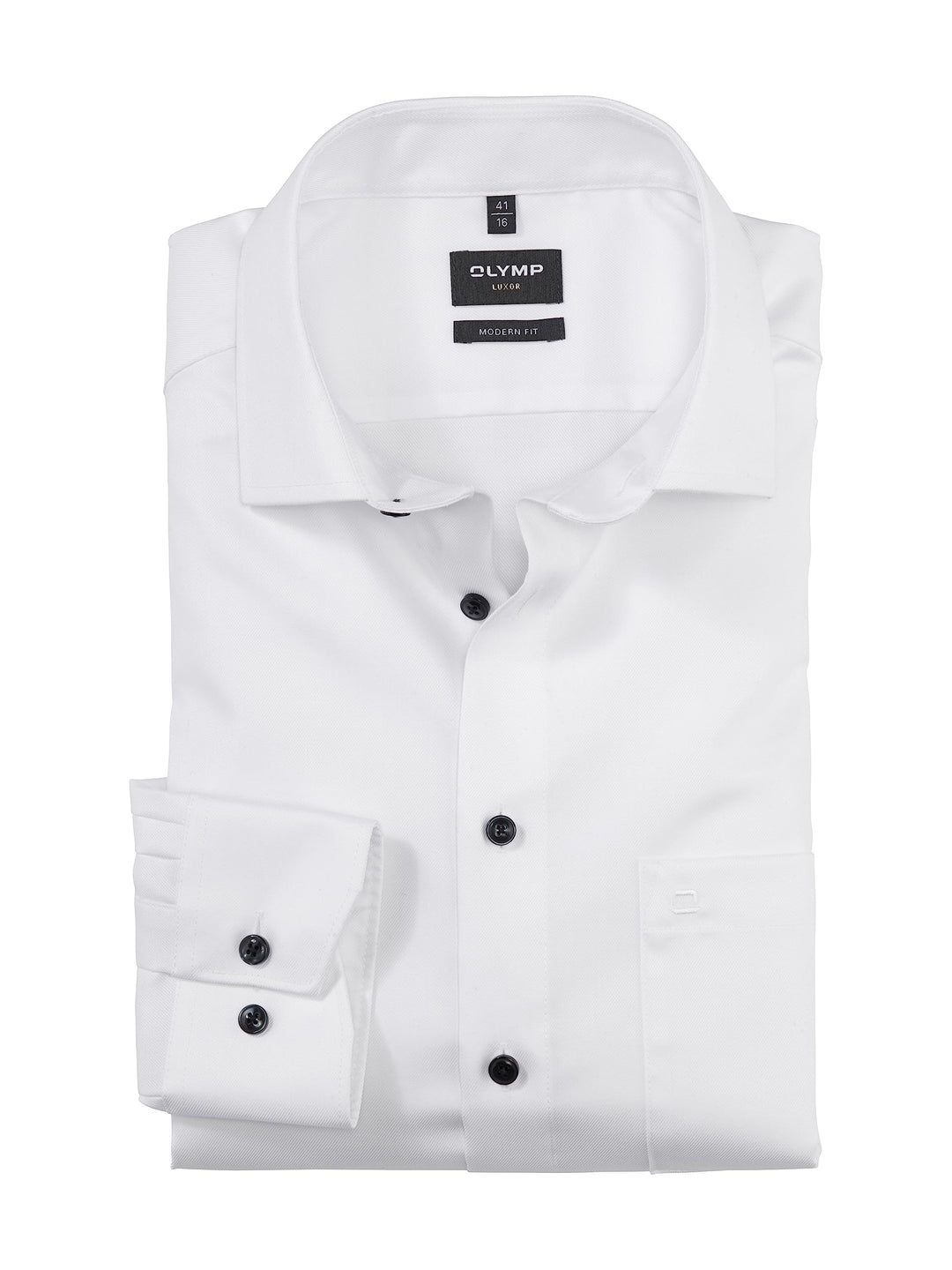 OLYMP Herren Businesshemd Langarm Luxor,Twill,modern fit,Global Kent 41 Weiss 00, 41 Weiss 00