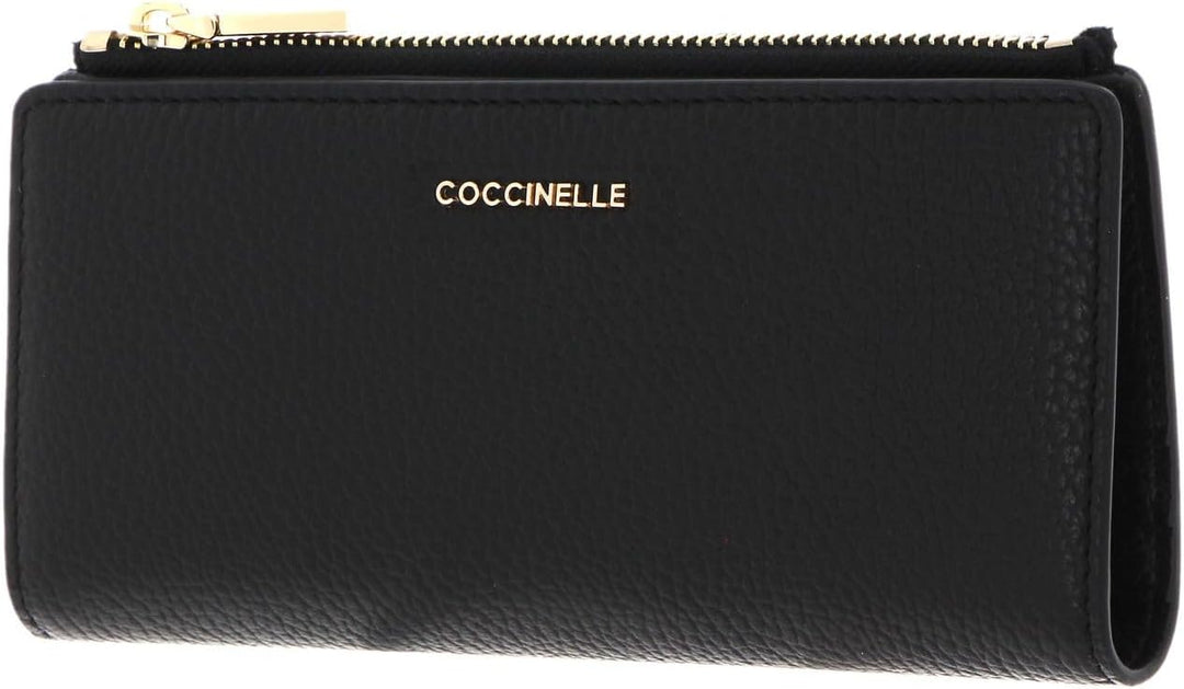 Coccinelle Metallic Soft Wallet Grained Leather Noir